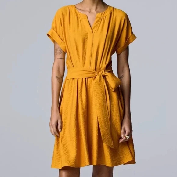 Simply Vera Wang Mustard Yellow Dress - Picture 1 of 1